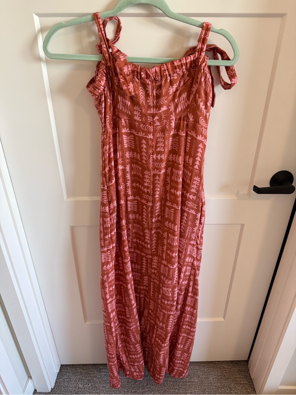 Faherty x Anna Kahalekulu Kendall Linen Maxi Dress Red Naupaka S - Picture 6 of 6